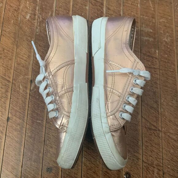 Superga rose gold lace up royalcore Princess Kate style US10 sneakers - Picture 3 of 7